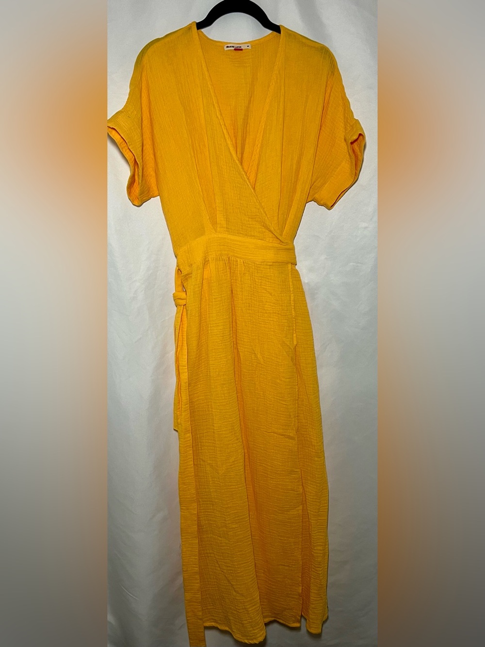Marine Layer Valencia Gauze Wrap Dress Golden Yellow M